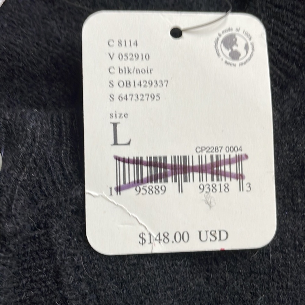 NWT FREE PEOPLE Pearl Cashmere Cardi sweater size L black pearl button cropped - Picture 7 of 7